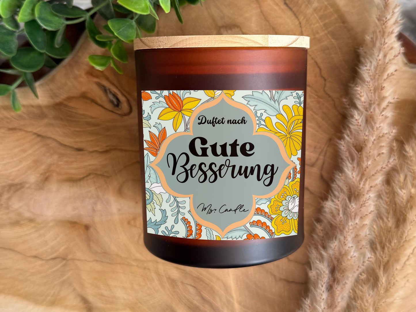 Gute Besserung Geschenk Kerze mit Spruch Geschenkidee bei Krankheit Sojawachs Kerze Geschenk mit Botschaft Genesungswünsche für Kollegin